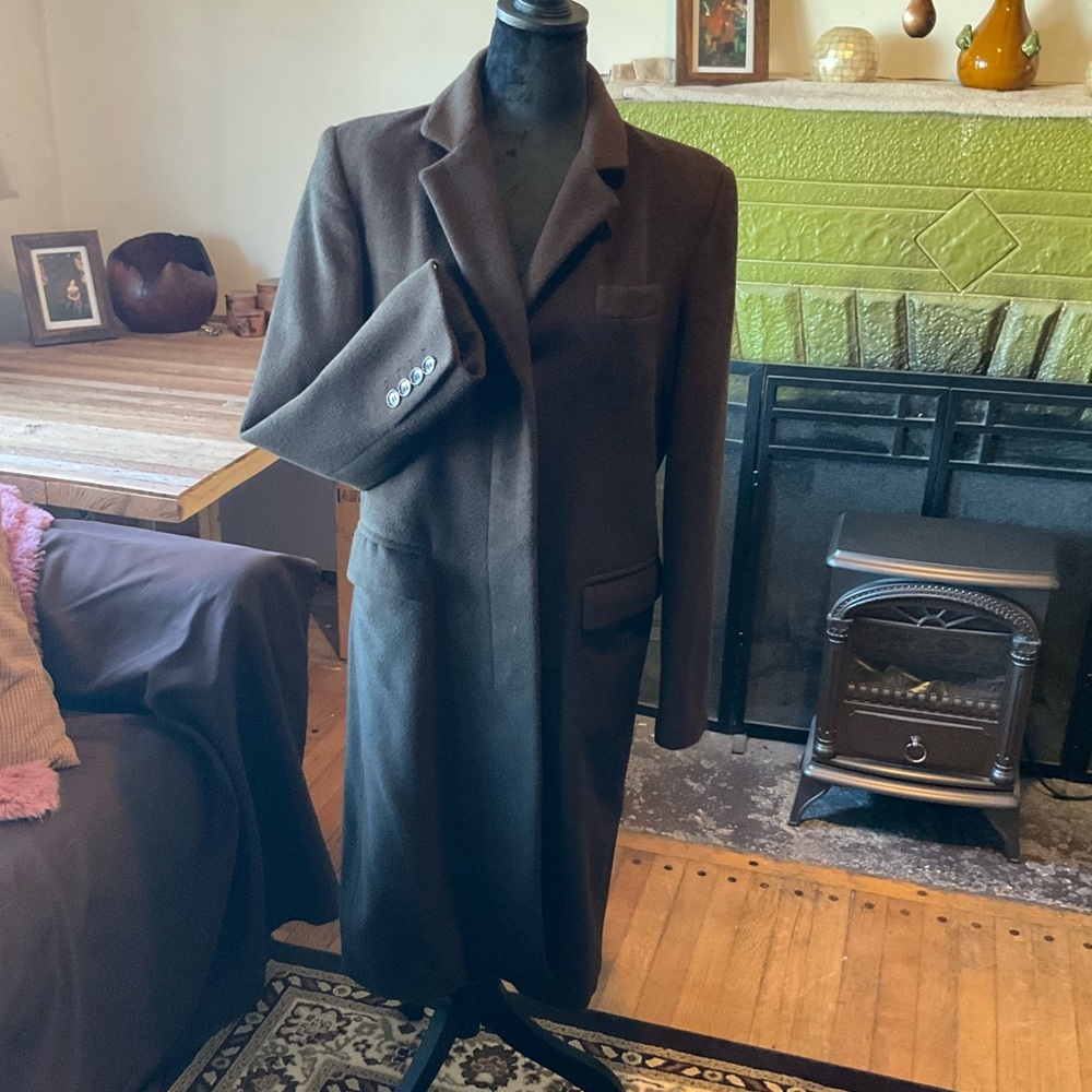 Luxurious Brooks Brothers Deep Brown Cashmere Blend Coat